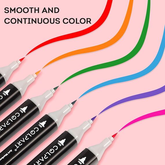 colpart 204 Farben Alkohol Marker Set – Doppelseitige Marker Stifte für Erwachsene, ideal zum Zeichnen, Skizzieren, Ausmalen, inklusive Tragetasche