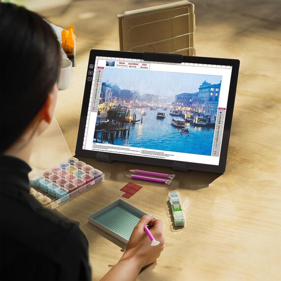 elice leuchtplatte din a4 mit Tasche/Ständer,Wiederaufladbares leuchttisch A4,Tragbares 6 Helligkeitsstufen & Stufenloses Dimmen zeichenplatte,light pad für Diamond Painting,Zeichnen,Skizzieren,Tattoo