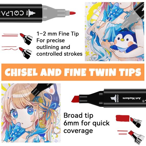colpart 168Farben Alkohol Filzstifte Permanenter Marker Set für Manga, Design, Malerei, Zeichnung, Twin Marker Stifte zum Zeichnen und Malen für Erwachsene