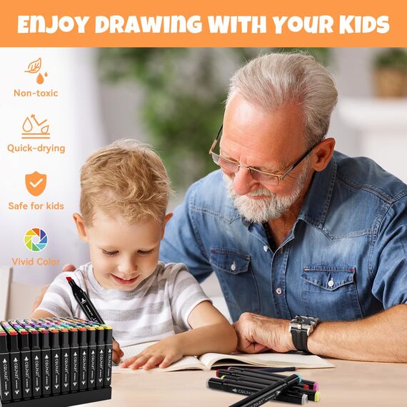 colpart 168Farben Alkohol Filzstifte Permanenter Marker Set für Manga, Design, Malerei, Zeichnung, Twin Marker Stifte zum Zeichnen und Malen für Erwachsene