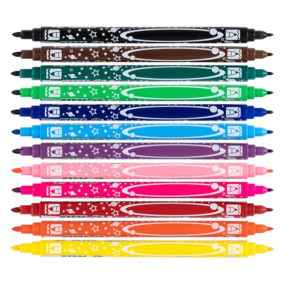 Jolly Superstar DUO Fasermaler | Eine dicke und eine dünne Spitze | Hochwertiger Filzstift | Auswaschbar | 12 Stück im Kartonetui