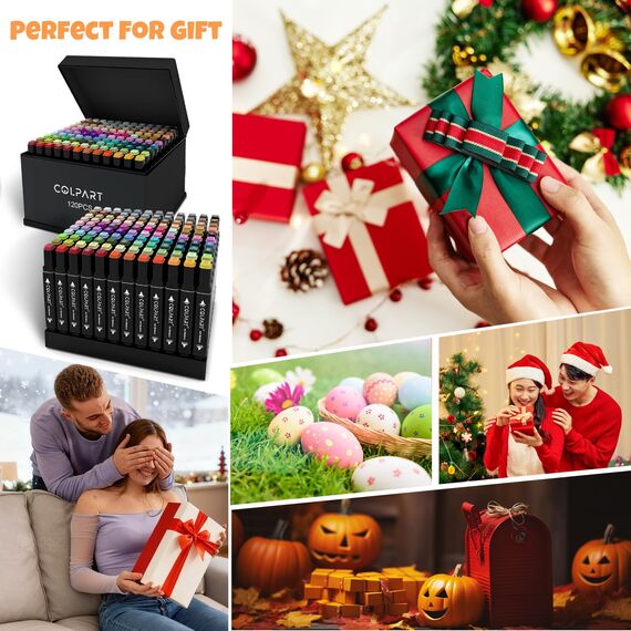 colpart 204 Farben Alkohol Marker Set – Doppelseitige Marker Stifte für Erwachsene, ideal zum Zeichnen, Skizzieren, Ausmalen, inklusive Tragetasche