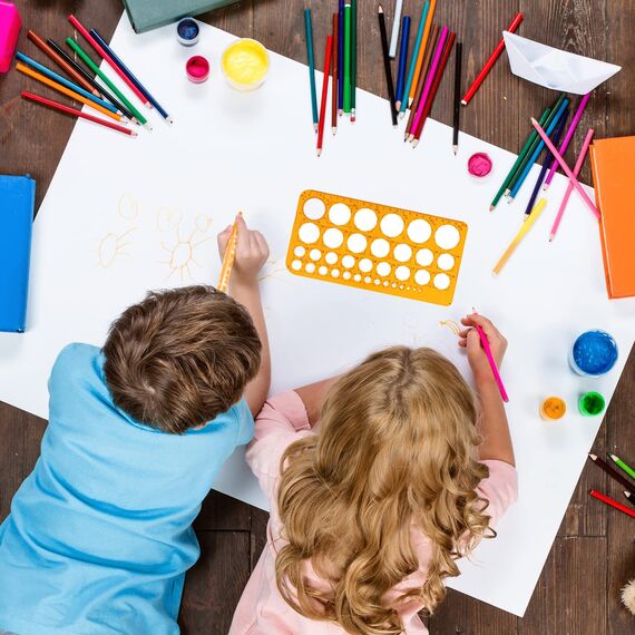 RIVIEVAL Kreisschablone Kreisschablone Kunststoffschablone Zeichenschablone mit 36 Kreisen Kreislineal zum Zeichnen Messen Gestalten (Orange)