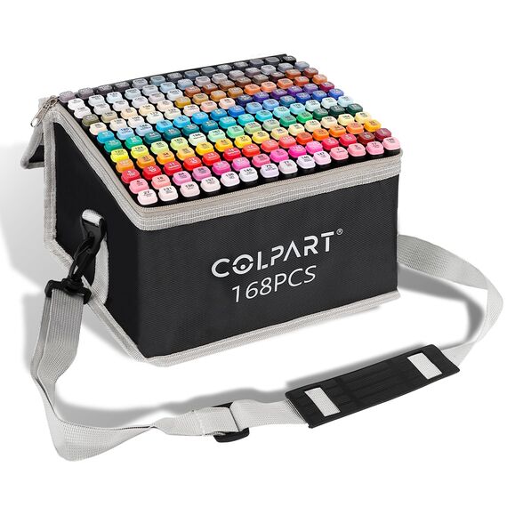 colpart 168Farben Alkohol Filzstifte Permanenter Marker Set für Manga, Design, Malerei, Zeichnung, Twin Marker Stifte zum Zeichnen und Malen für Erwachsene