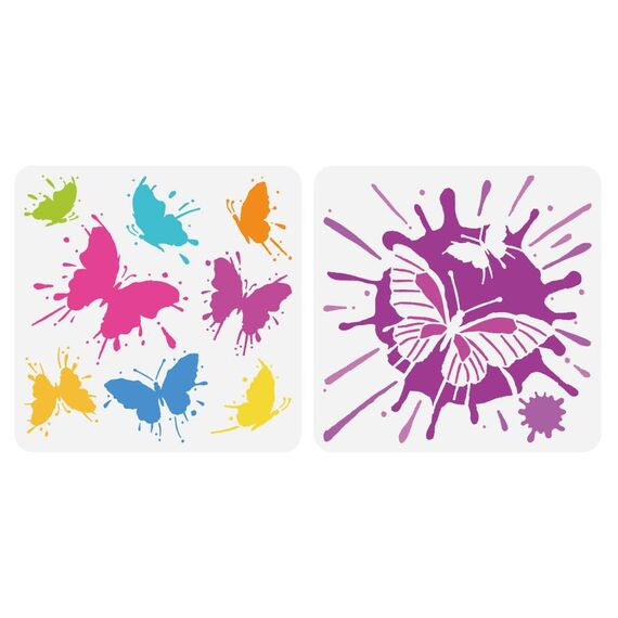 FINGERINSPIRE 2 Stück Tintenflecken Schmetterlingsschablonen Zum Malen 30x30 cm Große Tintenflecken Zeichnungsvorlagen Kunststoff PET Schmetterlingsmuster Malschablone Tierthema Vorlage Für DIY
