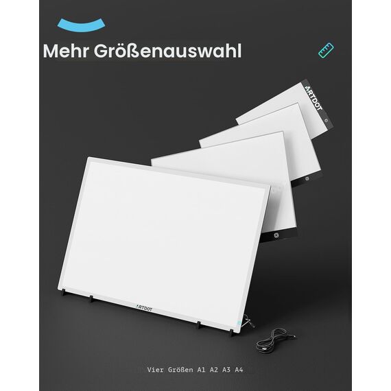 ARTDOT Leuchttisch A4 für 5D Diamond Painting Zubehör, Einstellbare Helligkeit Diamant Painting Lichtplatten mit Ständer