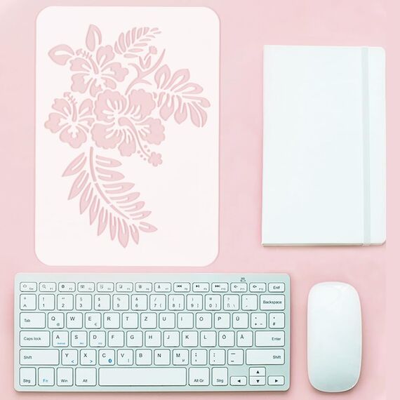 FINGERINSPIRE 9 Stück Sommer Tier Pflanzen Malschablone 21x29.7 cm Flamingo Palme Brandung Zwerg Hibiskus Ananas Meerjungfrau Zeichenvorlage Zum Malen Auf Holz Wand Stoff Möbeln