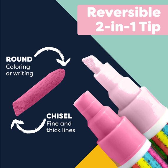 Erstklassige Kreidestifte – Klassische Pastellfarbe, Stifte für Kreidetafel und Fenster – Kindersicher, ungiftig, staubfrei, abwaschbar – Doppelseitige feine Spitze, Kreidestifte für Menüs, Bistro