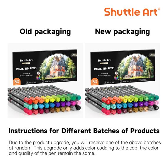 Shuttle Art Dual Brush Pen Set, 30 doppelseitige Pinselstifte, Filzstifte Dicke und Dünne, Aquarellstifte für Kinder, Filzstifte für Erwachsene zum Malen Handlettering, Kalligraphie Stifte