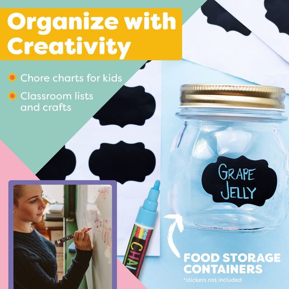 Erstklassige Kreidestifte – Klassische Pastellfarbe, Stifte für Kreidetafel und Fenster – Kindersicher, ungiftig, staubfrei, abwaschbar – Doppelseitige feine Spitze, Kreidestifte für Menüs, Bistro