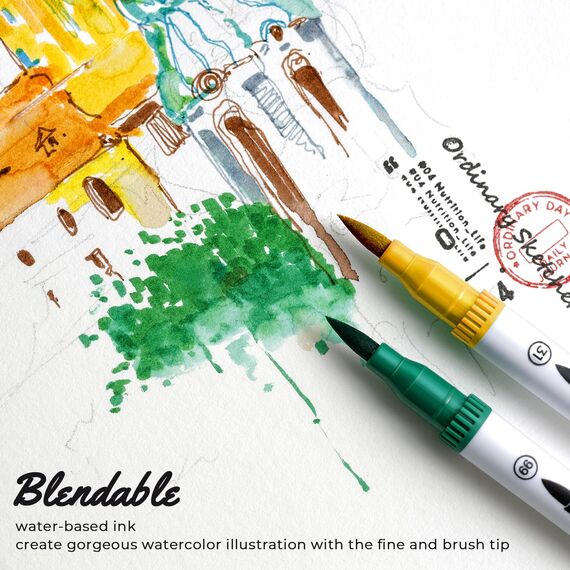 Ohuhu Dual Brush Pen Set, 36 Filzstifte Pinselstifte für Erwachsene Wasserbasis Doppelfasermaler Brush Pen für Kalligraphie Zeichnung Manga Malbuch Handlettering Stifte für Mandalas, Maui-Serie