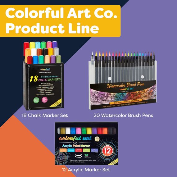Colorful Art Co. Kreidestifte für Fenster, Tafel, Whiteboard etc. - 8 flüssige Kreidemarker mit Rund- und Keilspitze - Abwaschbar (Neon-Farben)