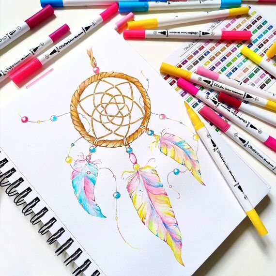 Ohuhu Dual Brush Pen Set, 36 Filzstifte Pinselstifte für Erwachsene Wasserbasis Doppelfasermaler Brush Pen für Kalligraphie Zeichnung Manga Malbuch Handlettering Stifte für Mandalas, Maui-Serie