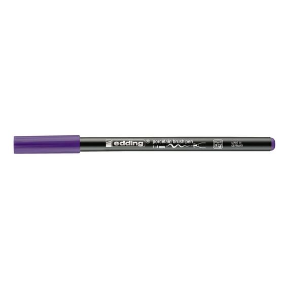 edding 4200 Porzellanpinselstift - violett - 1 Stift - Pinselspitze 1-4 mm - Filzstift zum Beschriften u. Dekorieren von Keramik, Porzellan - spülmaschinenfest, lichtechte Tinte, schnell trocknend