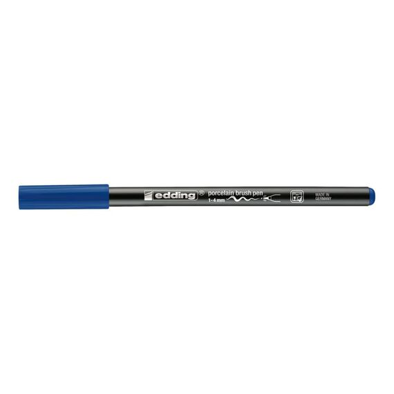 edding 4200 Porzellanpinselstift - stahl-blau - 1 Stift - Pinselspitze 1-4 mm - Filzstift zum Beschriften u. Dekorieren von Keramik, Porzellan - spülmaschinenfest, lichtechte Tinte, schnell trocknend
