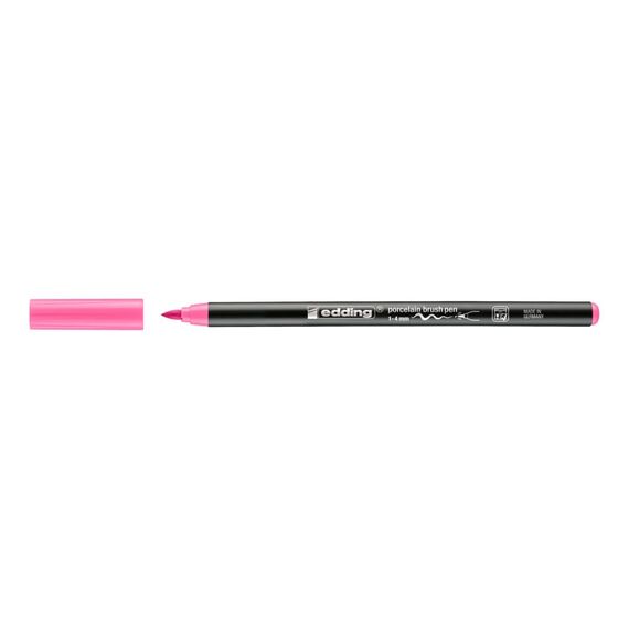 edding 4200 Porzellanpinselstift - pink - 1 Stift - Pinselspitze 1-4 mm - Filzstift zum Beschriften u. Dekorieren von Keramik, Porzellan - spülmaschinenfest, lichtechte Tinte, schnell trocknend