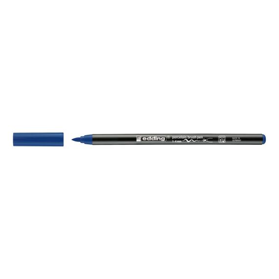 edding 4200 Porzellanpinselstift - stahl-blau - 1 Stift - Pinselspitze 1-4 mm - Filzstift zum Beschriften u. Dekorieren von Keramik, Porzellan - spülmaschinenfest, lichtechte Tinte, schnell trocknend