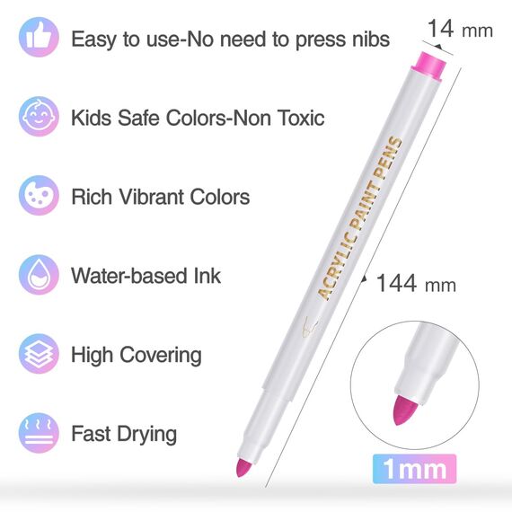 25 Farben Acrylstifte Marker Stifte für Steine, Acrylfarben für Holz Glas Papier Leinwand Geschenkekarte DIY Fotoalben Ostereier Deko Kunststoff Stoff Becher, bemalen Set