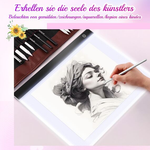 Guiseapue Leuchttisch A3 für Diamond Painting Zubehör: Einstellbare Helligkeit Diamant Painting Erwachsene, Kinder Leuchtkasten Copy Board, Light Pad für Skizzieren Animation Malen Zeichnen Designen