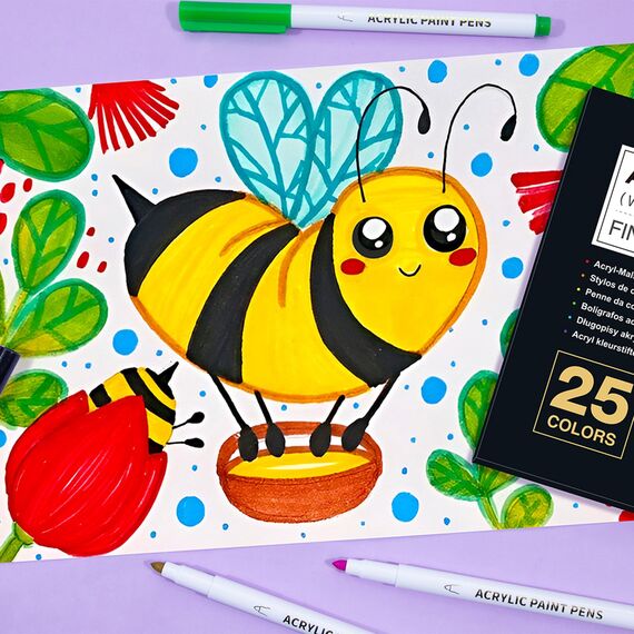 25 Farben Acrylstifte Marker Stifte für Steine, Acrylfarben für Holz Glas Papier Leinwand Geschenkekarte DIY Fotoalben Ostereier Deko Kunststoff Stoff Becher, bemalen Set