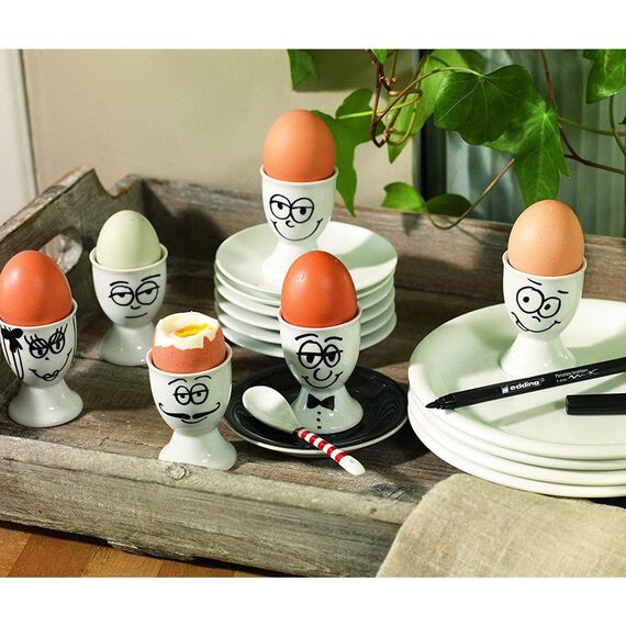 edding 4200 Porzellanpinselstift - schwarz - 1 Stift - Pinselspitze 1-4 mm - Filzstift zum Beschriften u. Dekorieren von Keramik, Porzellan - spülmaschinenfest, lichtechte Tinte, schnell trocknend