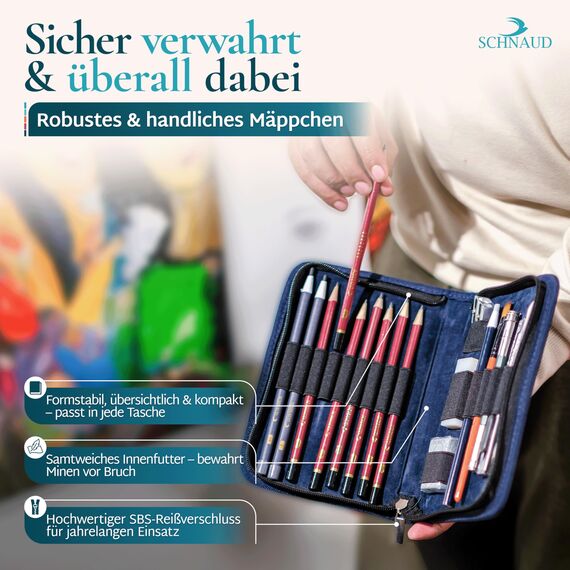 SCHNAUD Zeichenset professionell mit Online-Kurs – Bleistift Zeichenset & Zeichenzubehör zum Zeichnen lernen