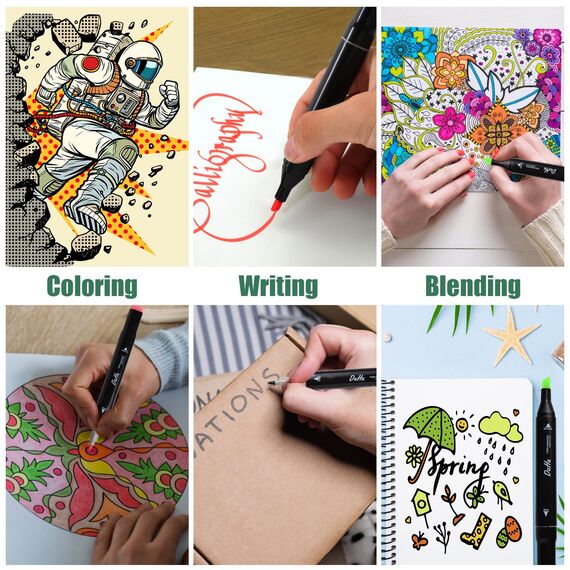 Kebuye Alkohol Marker Set, Alcohol Twin Marker 100 Farben, Meißel & Feine Verdoppelt Spitzt Alkohol Permanenter Marker Stifte für Manga, Design, Malerei, Zeichnung