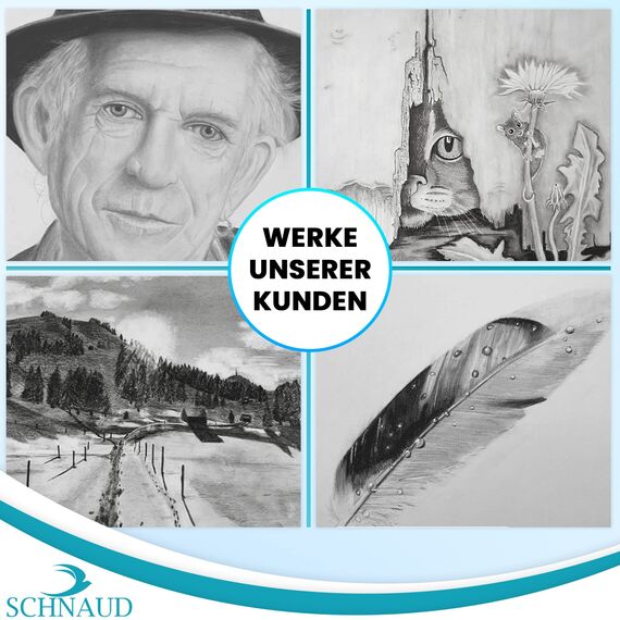 SCHNAUD Zeichenset professionell mit Online-Kurs – Bleistift Zeichenset & Zeichenzubehör zum Zeichnen lernen