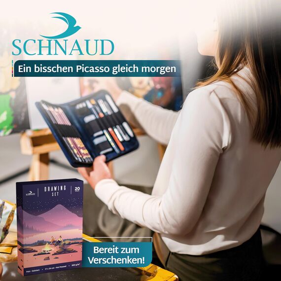SCHNAUD Zeichenset professionell mit Online-Kurs – Bleistift Zeichenset & Zeichenzubehör zum Zeichnen lernen