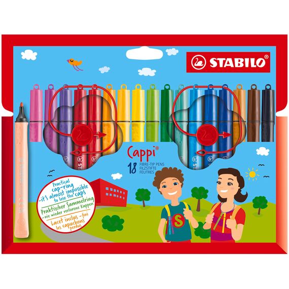 STABILO - Filzstift mit Kappenring - Cappi - 18er Pack