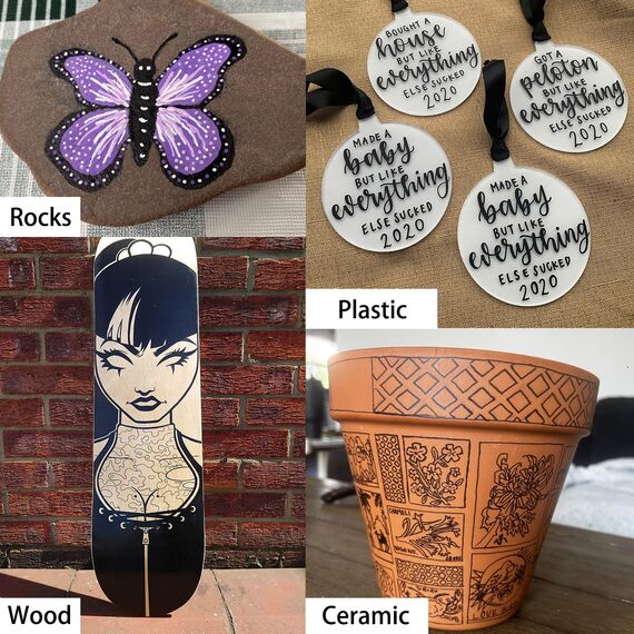 Aurobliss Acrylstifte Schwarz 8 Stück, Wasserfester Stift für Holz, Leinwand, Steine, Plastik, Kleidung, Stoff Permanent Marker Schwarz Dicke 2-3mm