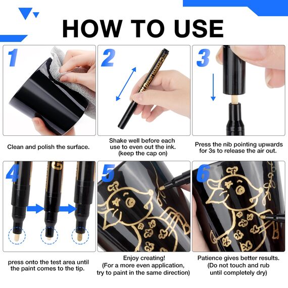 KERIFI Kunst Flüssige Gold-Chrom-Marker, Reflektierender Glanz Metallic stifte Set, Goldener Spiegelmarker Permanent, Lackstift für Modellmetall Kunststoff Glas DIY Handwerk (0,7/1/3mm)