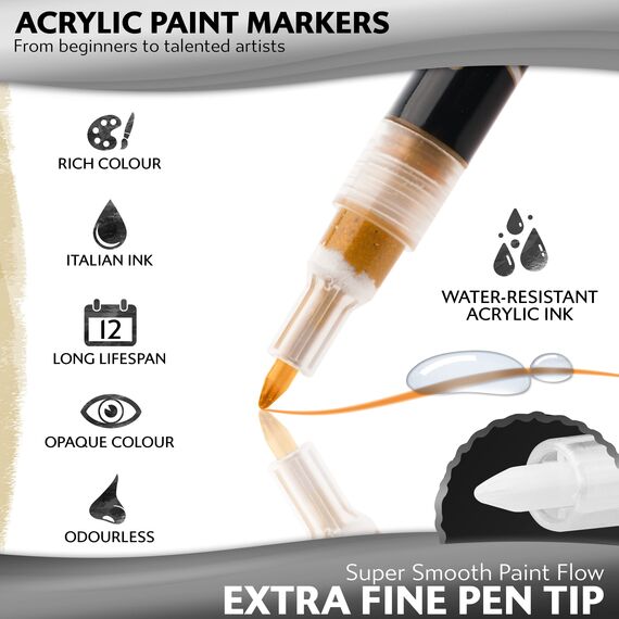 Stylo 4 Stück Metallic Marker Stifte Set – Roségold, permanente Acrylmarker, Stift für Glas, Keramik, Steinmalerei, Kunsthandwerk für Erwachsene
