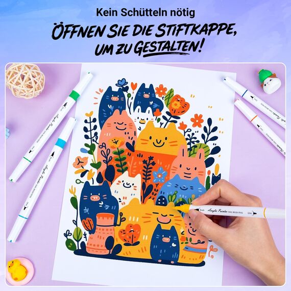 AOSUCO 24 Farben Acrylstifte für Holz Bemalen, Dual Tip Holz Beschriften Stift Acrylmarker für Steine, Glas, Keramik, Leinwand, Stifte für Kinder Ostereier zum Bemalen