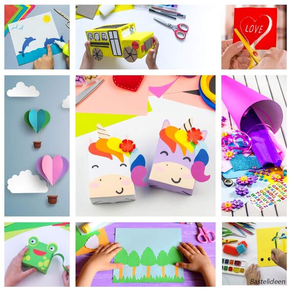 100 Blatt TONPAPIER - Buntes Papier DIN A4-130g/m² Set 20 Farben – Stabil Bastelpapier & Farbige Blätter, Kinder & DIY Bogen, Zubehör zum Basteln - BLAUER ENGEL & PEFC zertifiziert