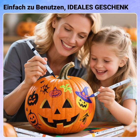 AOSUCO 24 Farben Acrylstifte für Holz Bemalen, Dual Tip Holz Beschriften Stift Acrylmarker für Steine, Glas, Keramik, Leinwand, Stifte für Kinder Ostereier zum Bemalen