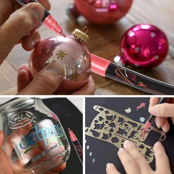 INK LAB Metallic Marker Stifte 24 Farben Metallischen Stift Pens Dual Tip für DIY Fotoalbum Gästebuch Hochzeit Scrapbook Schwarze Karte Glas Bullet Journal,Mittel & Bürstenspitze