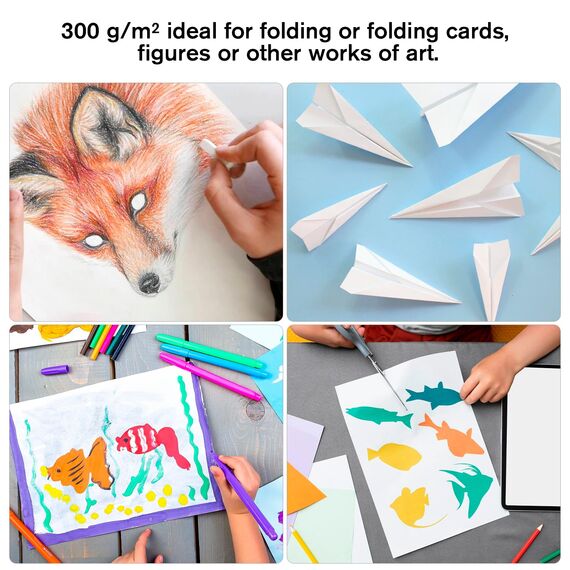 Fotokarton A4 300g/m² Weiß Papier 12 Blatt Premium Papier Dickes zum Drucken Kartonpapier Tonkarton Pappe