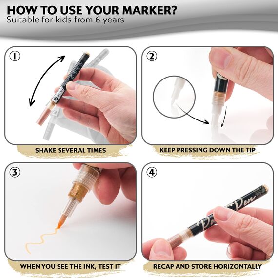 Stylo 4 Stück Metallic Marker Stifte Set – Roségold, permanente Acrylmarker, Stift für Glas, Keramik, Steinmalerei, Kunsthandwerk für Erwachsene