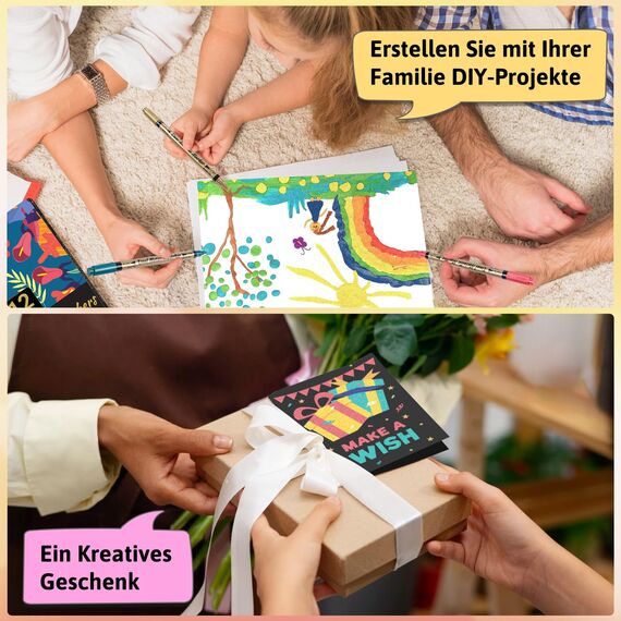 KERIFI Metallic Stifte - 12 Farben Dual Tip Metallic Marker Stifte Set für Gästebuch Hochzeit, Fotoalbum zum Selbstgestalten, Scrapbook Zubehör, Papier, Glitzerstifte für Steine, Holz, Glas, Keramik