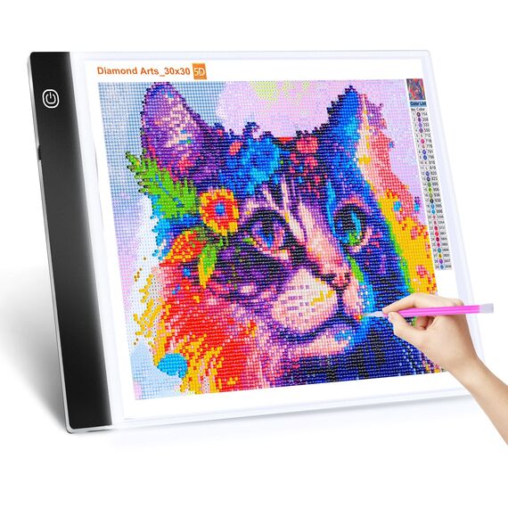 Guiseapue Leuchttisch A4 für Diamond Painting Zubehör: Einstellbare Helligkeit Diamant Painting Erwachsene, Kinder Leuchtkasten Copy Board, Light Pad für Skizzieren Animation Malen Zeichnen Designen