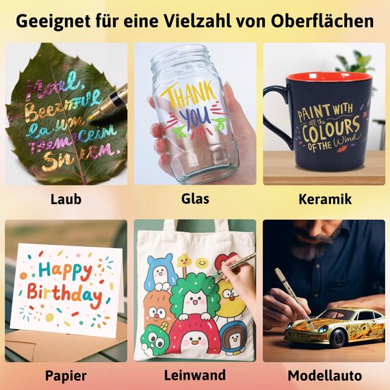 KERIFI Metallic Stifte - 12 Farben Dual Tip Metallic Marker Stifte Set für Gästebuch Hochzeit, Fotoalbum zum Selbstgestalten, Scrapbook Zubehör, Papier, Glitzerstifte für Steine, Holz, Glas, Keramik