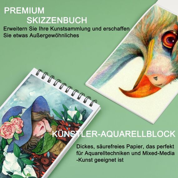 KALOUR 76-teiliges Zeichen- und Skizzierkit-Set: Künstlerbedarf mit Skizzenbuch, Aquarellpapier, Anleitung, Buntstiften, Aquarellfarben, Graphit-, Pastell- und Kohlebleistiften für Künstler,Anfänger