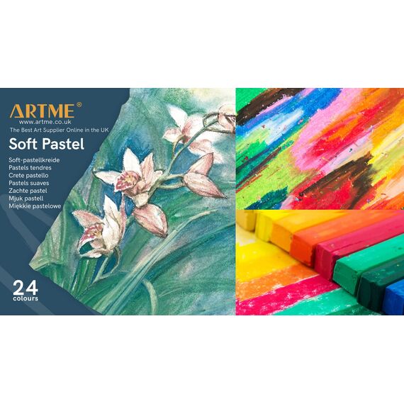 Artme Softpastellkreide 24er Etui - Weiche Pastellkreide - für Künstler, Hobbymaler, Schule, Kunstunterricht.