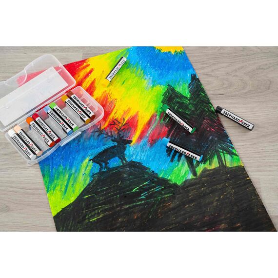 Eberhard Faber 522013 - Ölpastellkreide, 12 bruchsichere Ölkreiden, 11 mm Durchmesser