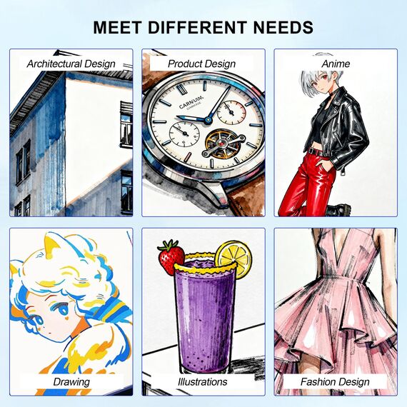 AnyMark Alkohol Marker, 100 Farben Marker Stifte Set, Twin Tip Künstler Stifte Set zum Zeichnen, Ausmalen und Skizzieren, Meißel- & Feinspitzen