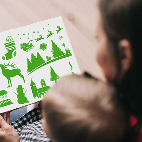 Schablonen Weihnachten, 12 Stück Zeichenschablonen Malschablonen aus Kunststoff, Stencil Schablonen Wiederverwendbar für Scrapbooking Fotoalbum, DIY Geschenkkarten, Geschenke Weihnachten Kinder