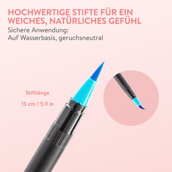 int!rend Brush Pen Set - 6 Aquarellstifte, 1 Wasserpinselstift - Optimales Einstiegsset - Pinselstifte für Bullet Journal, Handlettering Stifte, Malen Stifte Set