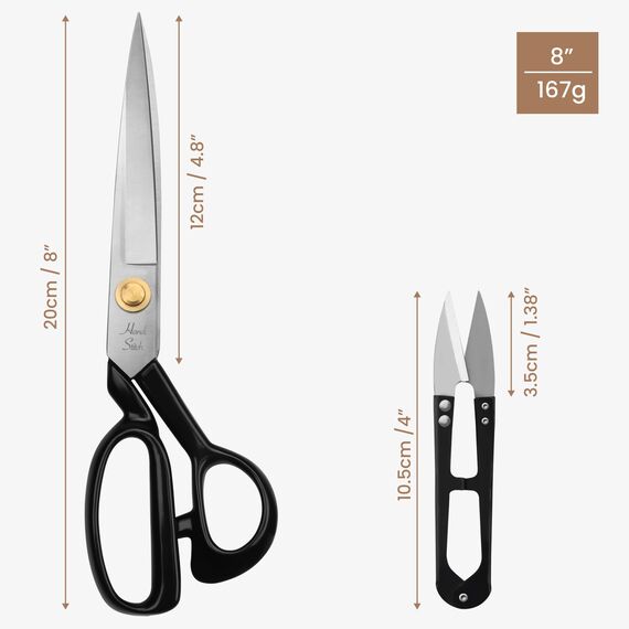 Handi Stitch Stoffschere scharf - Schneiderschere Nähzubehör - Nähschere mit Fadenschneider - Profi Textilschere aus Edelstahl – Schere zum Schneiden von Stoff - Zubehör zum Nähen