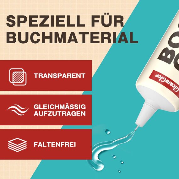 Buchleim Transparent & Flexibel – 60 ml Buchbinderleim für Buchreparatur, Buchbinden, Book Nook, Bilderrahmen, Collagen & Papierbasteln